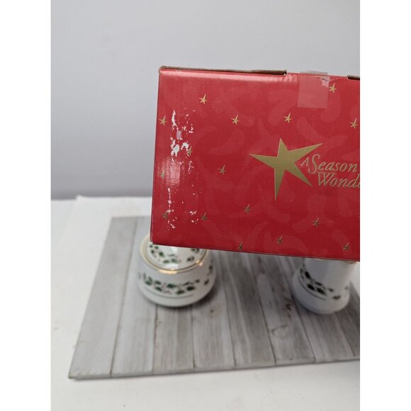 Porcelain Creamer Sugar Bowl Set "A Season Of Wonder" Christmas Holly Design - Picture 10 of 12